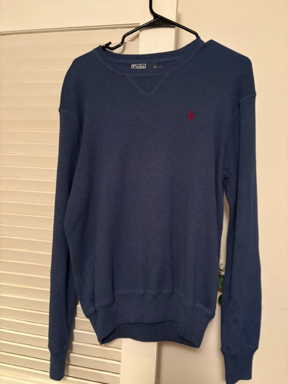 Ralph Lauren Blue Crewneck Sweater with Red Polo Pony
